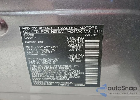 2018 Nissan Rogue S from USA, damaged, VIN KNMAT2MV0JP580081